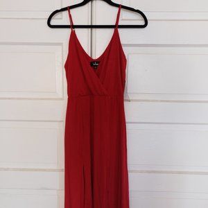 Red slits dress